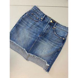 Good American women's 2 waist 26 medium wash denim stagger hem mini skirt